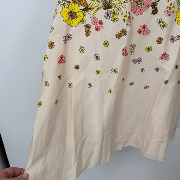 Loft Outlet Spring Dress sleeveless fit and flare Cream Floral woman’s size 10 - Picture 6 of 12